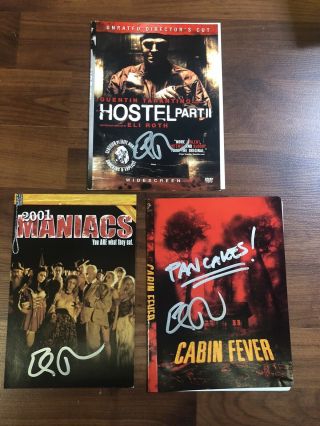 Eli Roth Autograph Signed Dvd Covers Hostel Part Ii Cabin Fever 2000 Maniacs