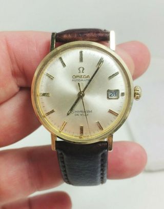 Vtg 1960s 14k Gf Omega Seamaster Deville Automatic Date Mens Watch 563 Running