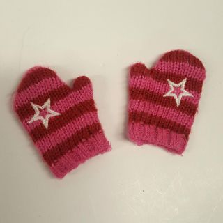 American Girl Pink Striped Star Mittens For Dolls (a06 - 22)