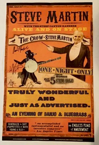 Steve Martin W/ The Steep Canyon Rangers Concert Poster,  Signed By Band Members