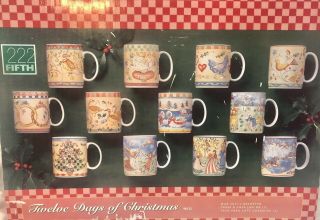 Complete Set Of 12 222 Fifth Twelve Days Of Christmas Coffee Mug Cups Holiday