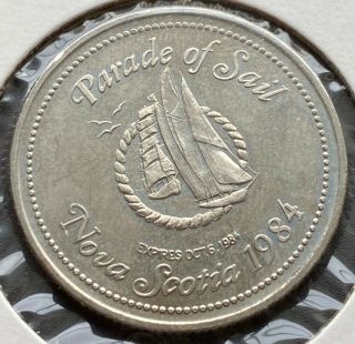 1984 Nova Scotia Trade Dollar $1 Token - Joseph Howe Festival - Parade Of Sail