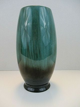 Vtg Blue Mountain Pottery Canada Vase Large Green Black Clay Marked 10 - 1/2 " Tall