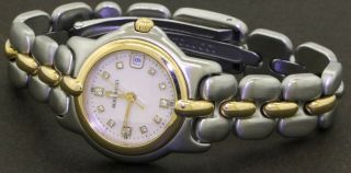 Bertolucci Pulchra Ss/18k Gold Vs1/f Mop Diamond Dial Ladies Watch W/ Date & Box