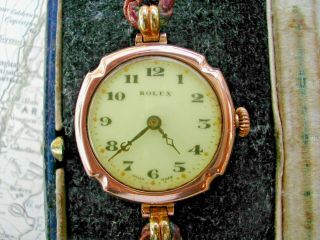 Rolex 9k Solid Pink Gold 1927 Cocktail Watch.  Box, .