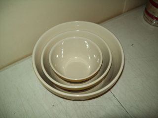 Gibson Heavy Crock Mixing Bowls Set Of 3 Great Design Quality Good Shape