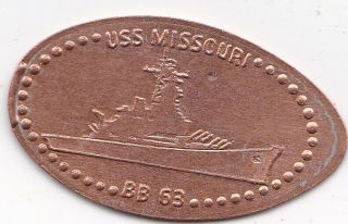 Elongated Souvenir Penny: Uss Missouri Bb 63 Z 81a