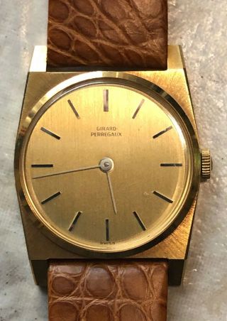 Vintage Girard Perregaux 18k Solid Gold Mens Wristwatch 17jewel