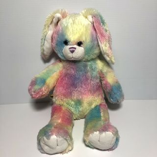 16” Build A Bear Plush Pastel Watercolor Rainbow Tie Dye Easter Bunny Rabbit