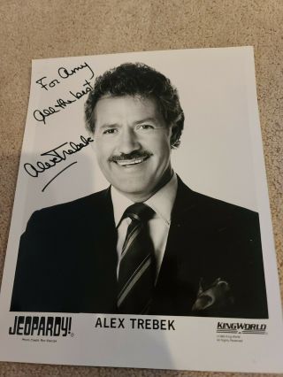 Alex Trebek Autograph Black & White Glossy Photo 8”x10” To Amy