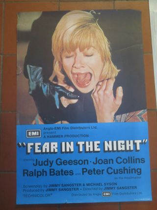 Fear In The Night 1972 British Hammer Horror Film Poster Peter Cushing