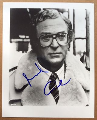 Michael Caine Autographed Photo; 8” X 10” Black & White