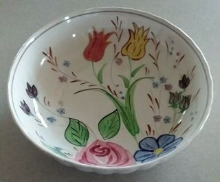 Vintage Southern Pottery Blue Ridge 10 " Serving Bowl Tulip Floral Pattern