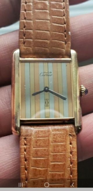 1980’s Men’s Vintage Cartier Must De Cartier Watch 18k Yellow Gold Plated