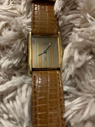 1980’s Men’s Vintage Cartier Must De Cartier Watch 18k Yellow Gold Plated 3
