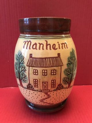 Jeff White Redware Pottery 8.  5” Vase Manheim House Handcrafted Signed 1990