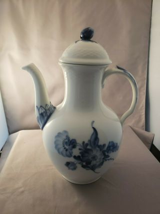 Vintage Royal Copenhagen Coffee Pot Teapot Cobalt Flowers Floral Tranquebar Blue