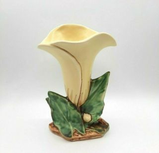 Vintage Mccoy Art Pottery Yellow Calla Lily Flower Floral Vase