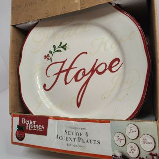 Better Homes & Gardens Holiday Sentiment: Set Of 4 Accent Salad Plates,