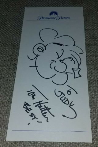 Tom Hatten Autograph Cartoon Signed Paper With Popeye Autographed Paramount Pics