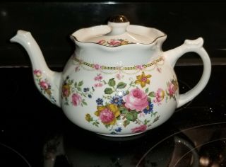 Arthur Wood & Son Staffordshire England Porcelain Teapot 6415 Lidded Floral Euc