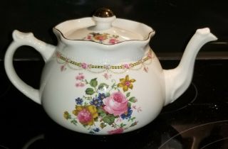 Arthur Wood & Son Staffordshire England Porcelain Teapot 6415 Lidded Floral EUC 2