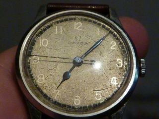 Vintage Omega 30t2 Unusual Dial 16 Jewel Gents Wristwatch For Spares / Repairs
