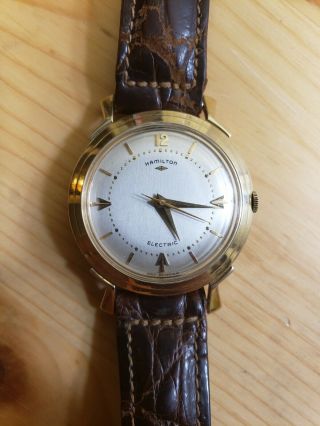 Vintage Hamilton Electric 500 Van Horn 14k Solid Gold Case And Band.