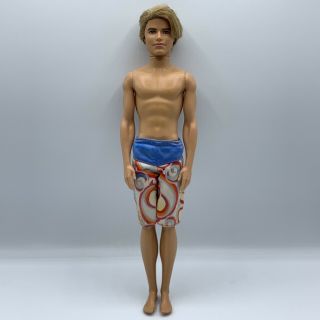 Barbie Beach Ken Doll Rooted Hair Board Shorts Mattel