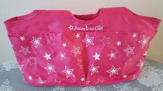 American Girl Starry Fuchsia Pink And White Stars 2 Doll Travel Carrier Tote Bag