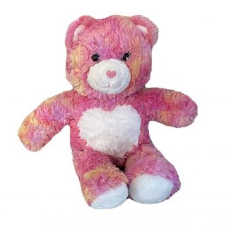Build A Bear 16 " Pink Pastel Swirly Heart Teddy Bear Plush Stuff Animal Toy