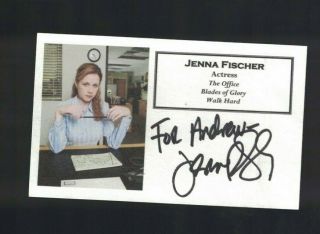 Jenna Fischer The Office Signed Index Card W/our To Andrew Creased
