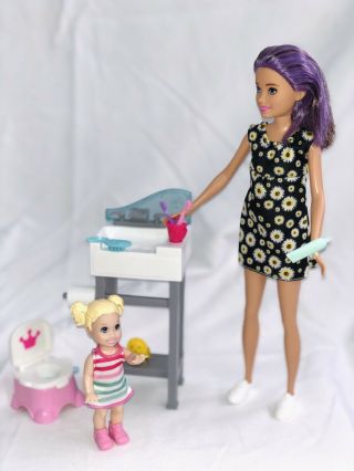 Barbie Babysitters Playset And Skipper Doll And Baby Potty Training