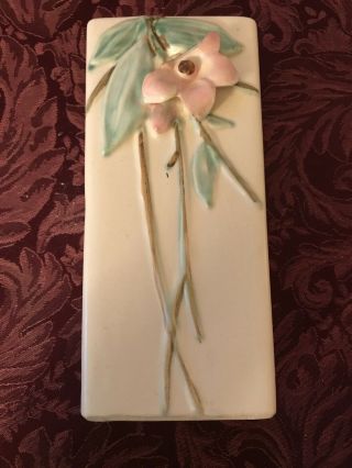 Vintage Mccoy Pottery Vase 3d Pink Flower With Leaves - 8 - 1/4” Tall