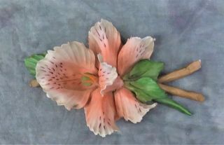 Vtg Collectible Capodimonte Peach Iris Made In Italy