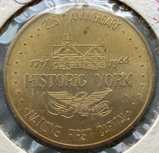 1966 York Pennsylvania Usa $0.  50 Trade Token - 225th Anniversary Half Dollar