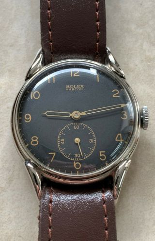 VTG ROLEX MARCONI BLACK DIAL NICKEL PLATED CASE FROM 1930 APROX 2