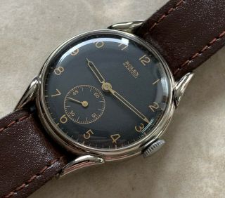 VTG ROLEX MARCONI BLACK DIAL NICKEL PLATED CASE FROM 1930 APROX 3