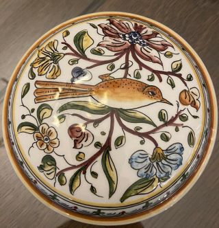 Ceramica De Coimbra Portugal Hand - Painted Signed & Numbered Ceramic Covered Bowl
