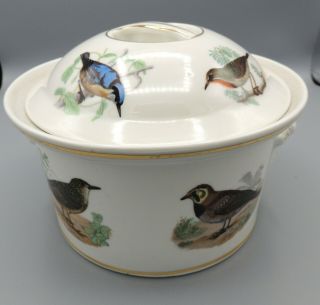 Louis Lourioux Le Faune Porcelain Covered Round Casserole Dish Birds Lol 4