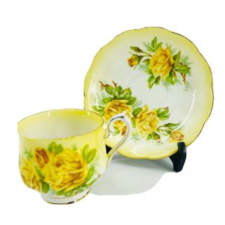 Royal Albert Yellow Tea Rose Tea Cup Saucer Set Bone China England 839056