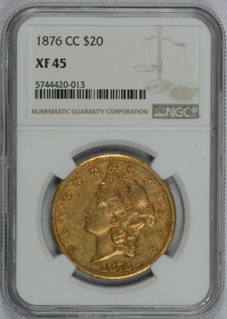 1876 Cc Carson City Gold Ngc Extra Fine Xf45 $20 Liberty Head Double Eagle Coin