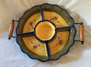 Home And Garden Party Welcome Home Appetizer Cheese Chip Dip Veggie Tray Set Euc