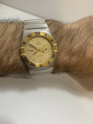 Omega Constellation Chronometer Day Date 18K Gold Two Tone Mens Quartz Watch 2