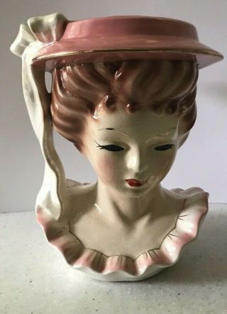 Vintage Large Girl Lady Headvase Head Vase Planter 7 1/2 Inches Japan