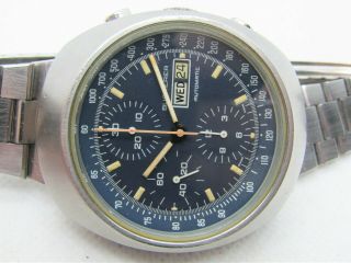 Vintage Bucherer 7000 Blue Dial Chronograph Valjoux 7750 Automatic Circa 1970