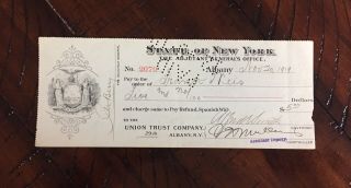 Al Smith - Signed Cancelled Check (1919) - York Governor