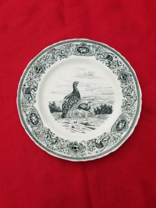 Vintage Masons Game Birds Grey And Green Dinner Plate Made England Wall Decor