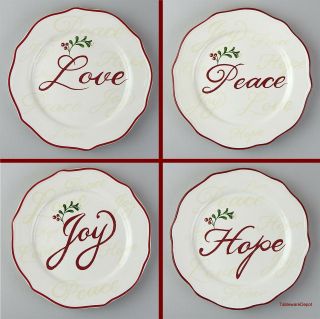 Better Homes & Gardens Holiday Sentiments: Set Of 4 Accent Salad Plates,