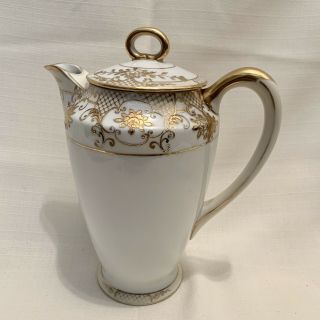 Vintage Noritake Gold Gilt Roses Tall Coffee/chocolate/tea Pot 9”